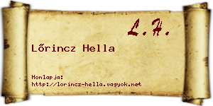 Lőrincz Hella névjegykártya